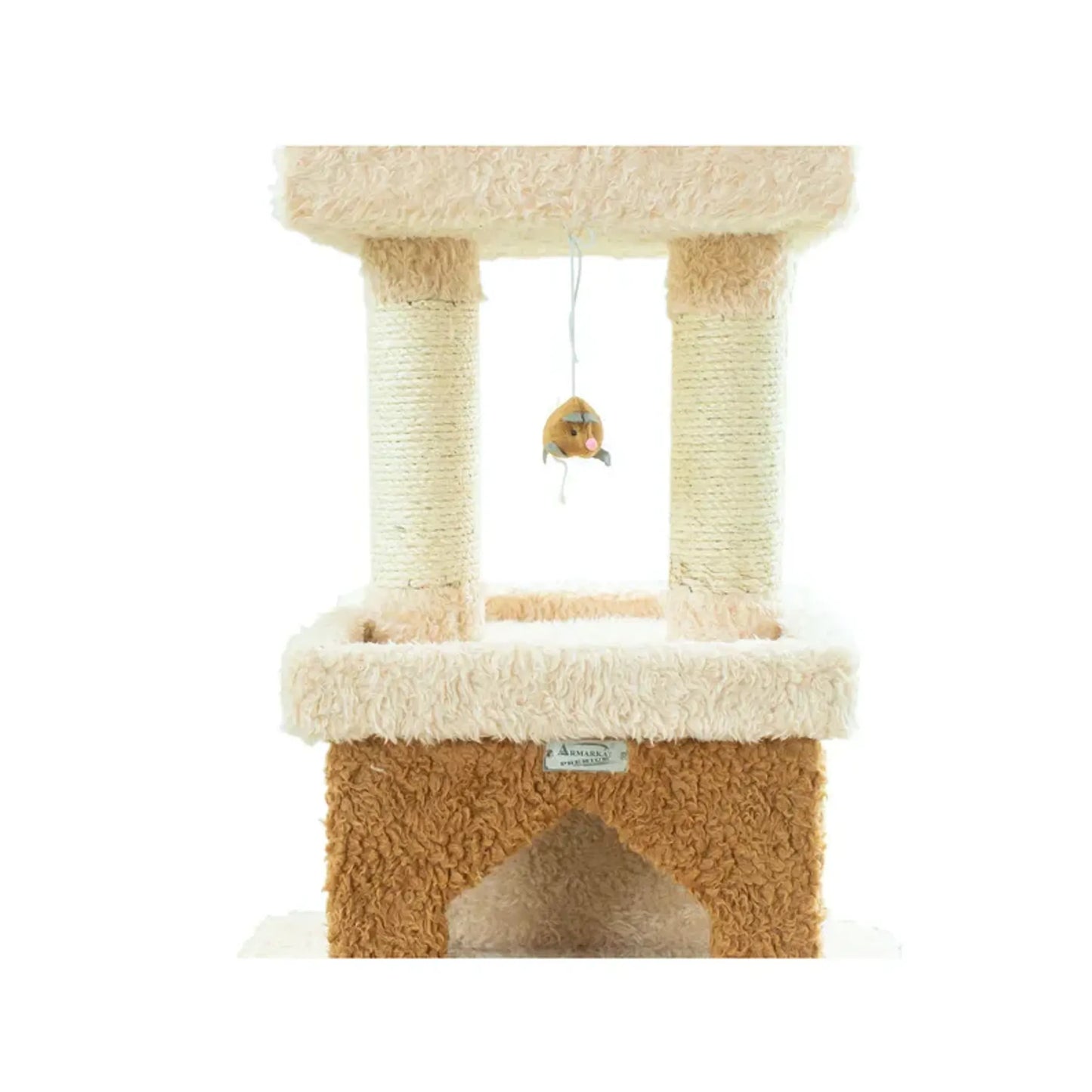 Real Wood Multi-Level Cat Tower X8303 Cat Tree In Beige